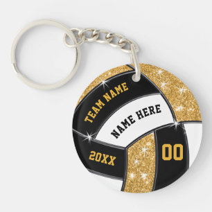 Black and Gold, Personalized Volleyball Keychains