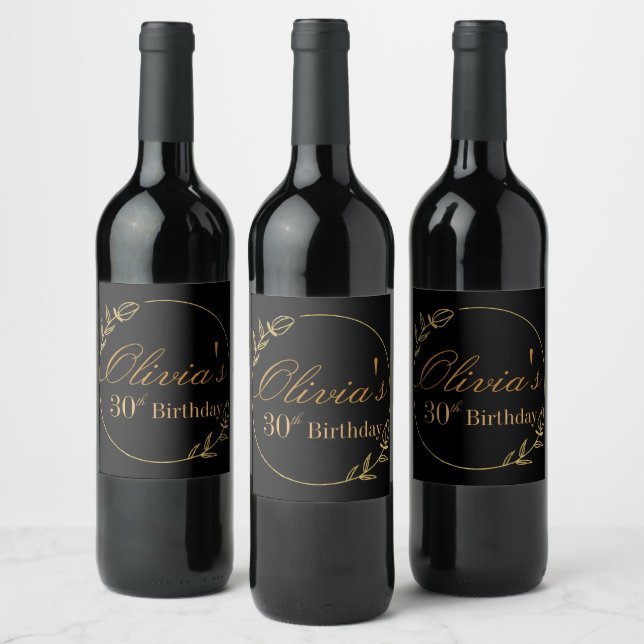 Black and Gold Personalized Wine Label (Bottles)