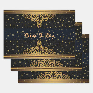 Black and Gold Personalized Wrapping Paper 