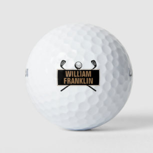 Black And Gold Personalzed Name Golf Balls