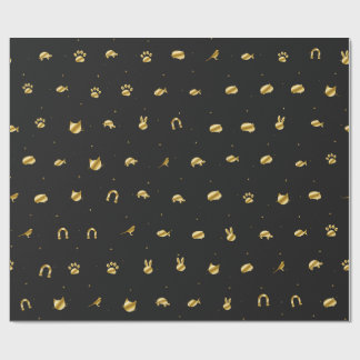 Black and Gold Pet Wrapping Paper, Dog Cat Bunny H Paper