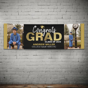 Black And Gold Photo Congrats Grad Graduate Banner