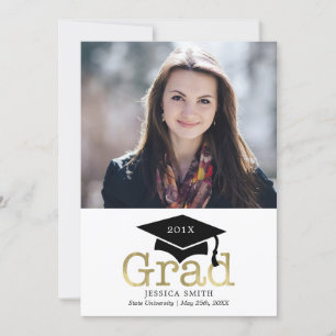 Black and Gold Photo Graduation Announcements