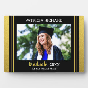 Black And Gold Photo Graduation Keepsake Plaque