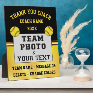 Black and Gold Photo, Softball Coach Gift Ideas,  Plaque