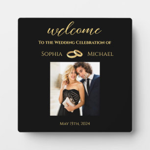 Black and Gold-Photo Wedding-Table Sign- Plaque