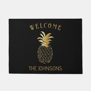 black and Gold Pineapple Personalised Doormat