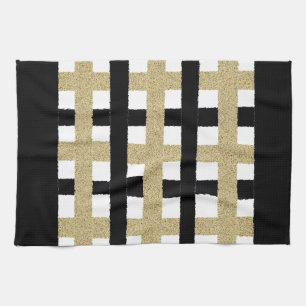Black and Gold Plaid Tea Towel