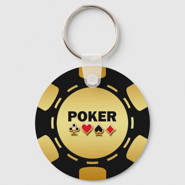 BLACK AND GOLD POKER CHIP KEY RING (Front)