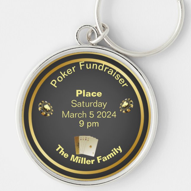 Black and Gold Poker Fundraiser Key Ring (Front)