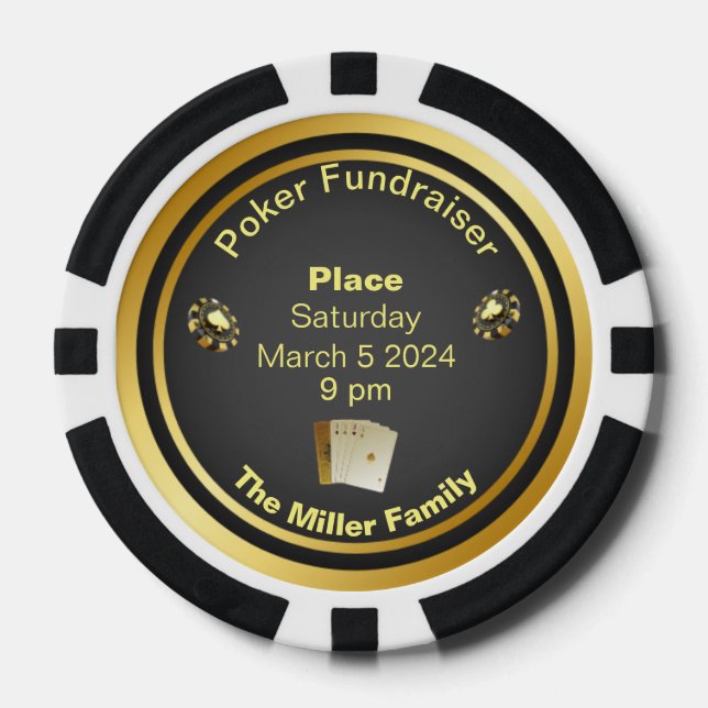 Black and Gold Poker Fundraiser Poker Chips (Front)