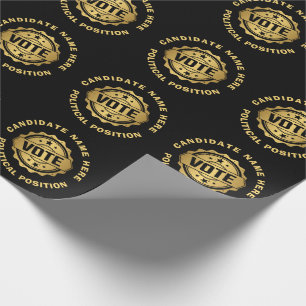 Black and Gold Political Election Campaign Wrapping Paper