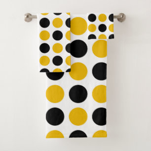 Black and Gold Polka Dots Bath Towel Set