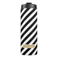 Black and Gold Preppy Stripes Monogram