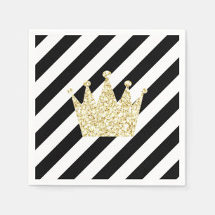 Black and Gold Prince Crown Napkins
