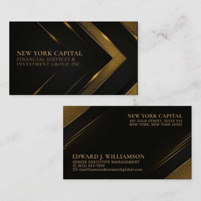 Black and Gold Professional Business Card (Front/Back)