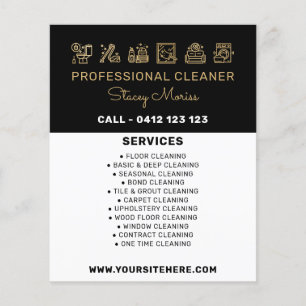 Black And Gold Professional Cleaner Services Flyer
