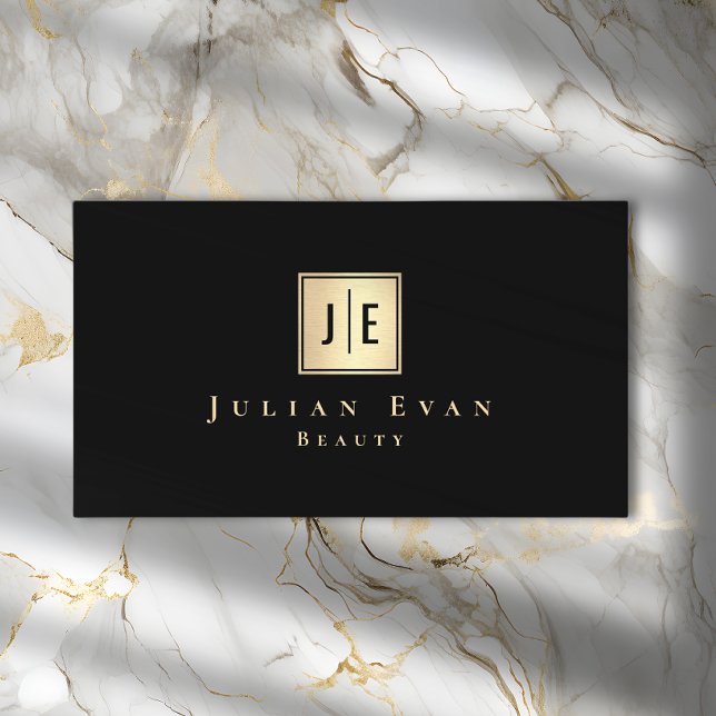 Black and Gold Professional Monogram Business Card (Creator Uploaded)