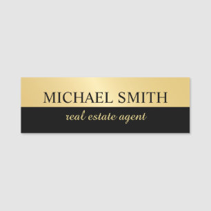 Black and Gold Professional Personalised  Name Tag