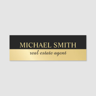 Black and Gold Professional Personalised Name Tag