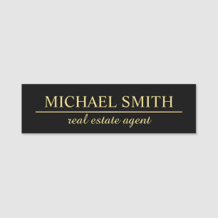 Black and Gold Professional Personalised Name Tag