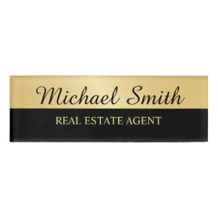 Black and Gold Professional Personalised Name Tag
