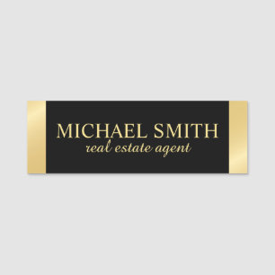 Black and Gold Professional Personalised Name Tag