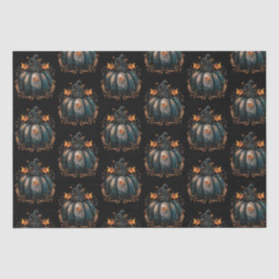 Black and Gold Pumpkin Leaves Pattern Halloween Tissue Paper