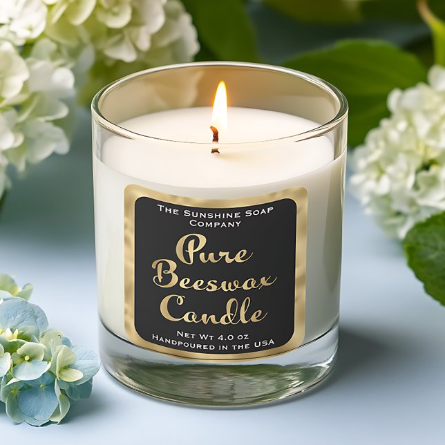 Black and gold pure beeswax candle label (Creator Uploaded)