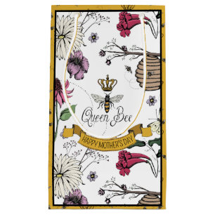 Black and Gold Queen Bee Mothers Day Photo  Small Gift Bag