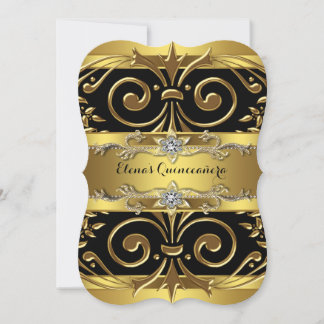 Black and Gold Quinceanera Invitation
