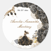 Black and Gold Quinceañera Sticker