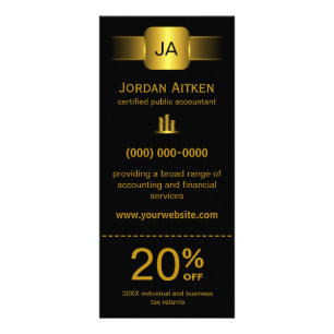 Black and Gold Rack Cards with Discount Coupon