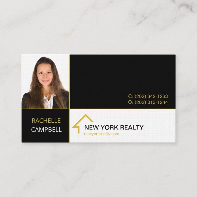Black and gold real estate Business Card (Front)