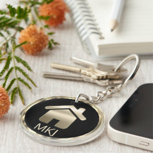 Black and Gold Real Estate - Monogram Key Ring