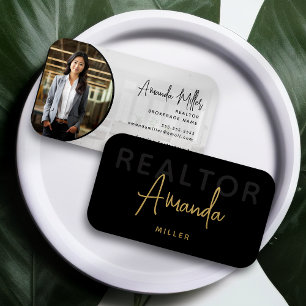 Black and Gold Realtor Broker Real Estate Agent Business Card