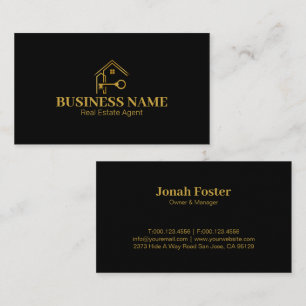 Black and Gold Realtor Real Estate Agent Business Card