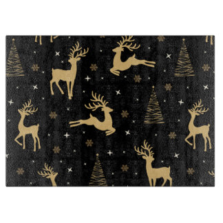 Black and Gold Reindeer Cutting Board