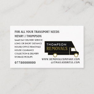 Black and Gold Removal Van, Removal Company Business Card