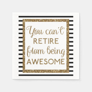 Black and Gold Retirement Napkin