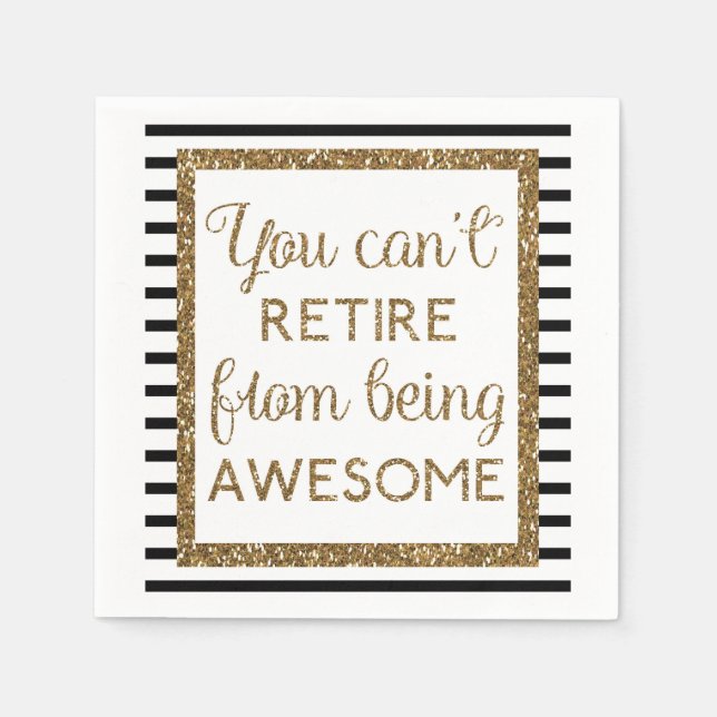 Black and Gold Retirement Napkin (Front)