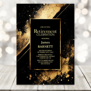 Black and Gold Retirement Party Invitation
