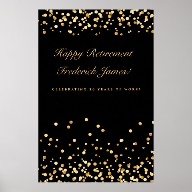 Black And Gold Retirement Party Sign, Retirement Poster (Front)
