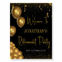  Black and Gold Retirement Party Welcome Sign
