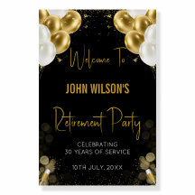 Black and Gold Retirement Welcome Foam Board