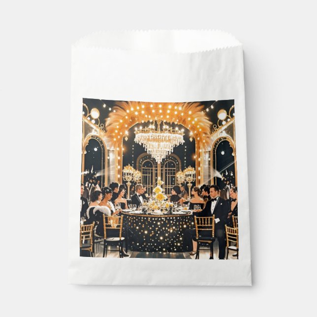 Black and gold, Rich luxury, Moulin rouge style Favour Bag (Front)
