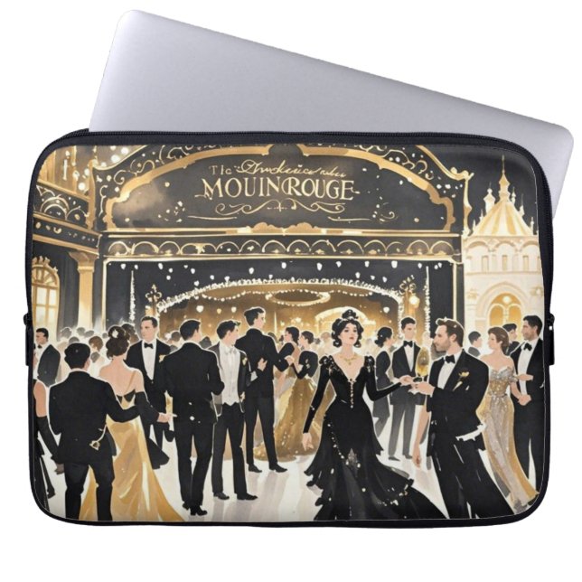 Black and gold, Rich luxury, Moulin rouge style Laptop Sleeve (Front)