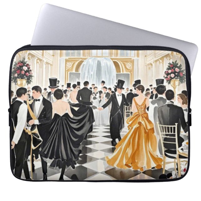 Black and gold, Rich luxury, Moulin rouge style Laptop Sleeve (Front)