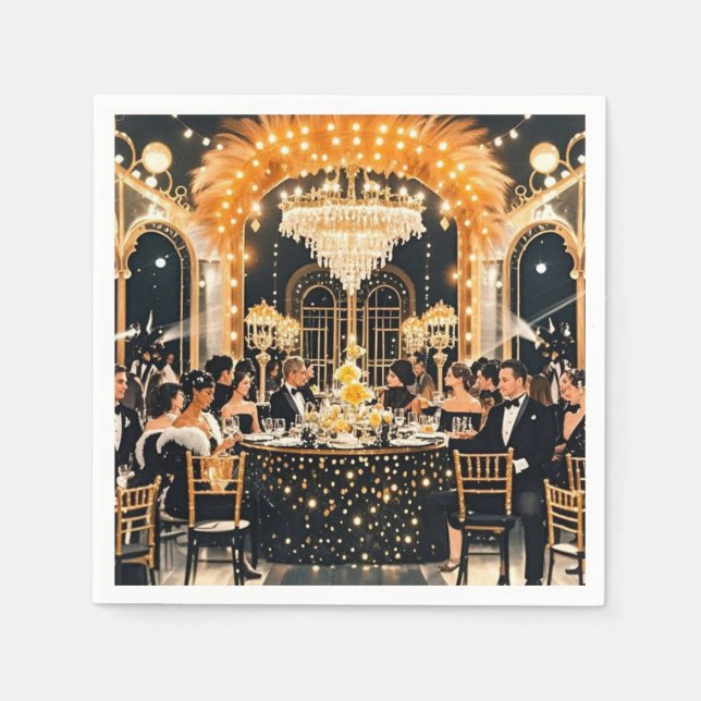 Black and gold, Rich luxury, Moulin rouge style Napkin (Front)