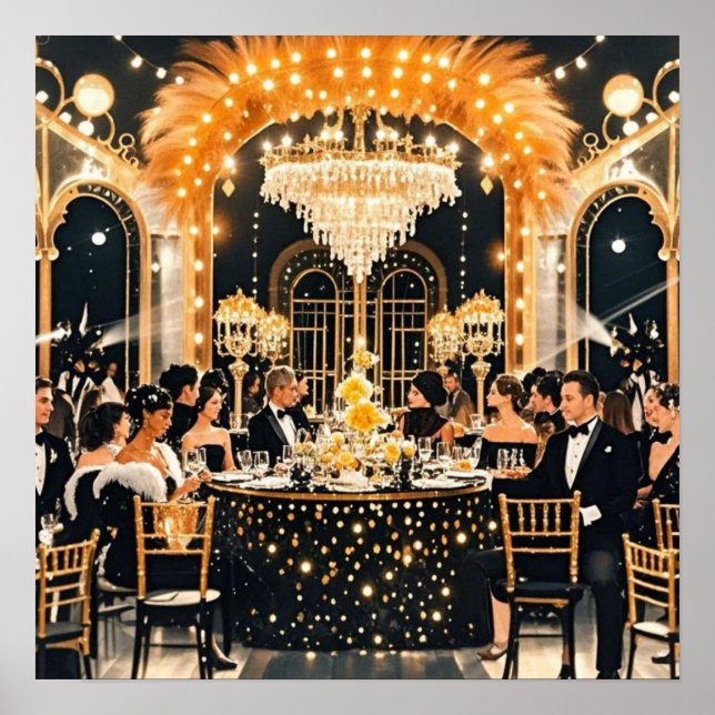 Black and gold, Rich luxury, Moulin rouge style Poster (Front)